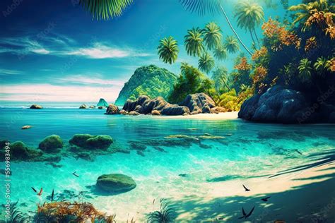 Amazing tropical nature wallpaper with white beach, a coral reef, a ...