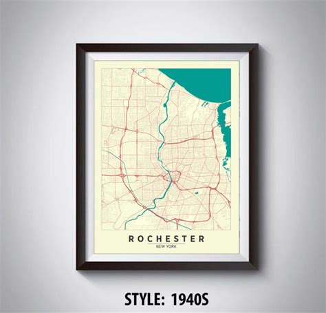 Map of Rochester NY Rochester Map Rochester Poster | Etsy