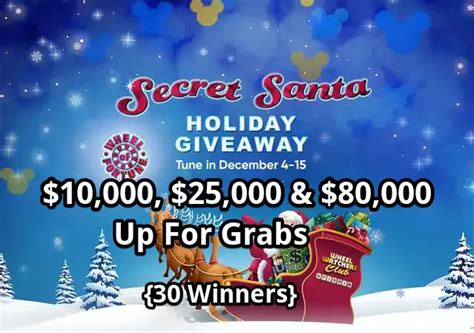 Wheel of Fortune Secret Santa Holiday Giveaway - $10,000, $25,000 ...