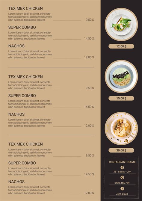 Menu restaurant food two sided menu list vector free download