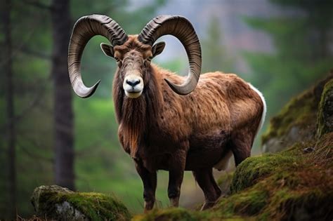 Premium AI Image | Large European mouflon in its natural habitat