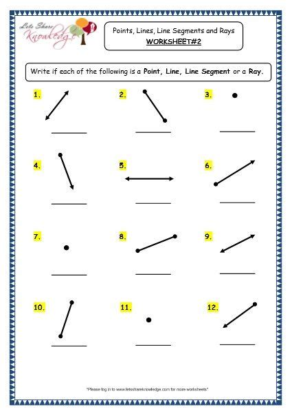 Lines And Line Segments Worksheets