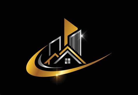 Real Estate Logo Design in Gold and Black Colors