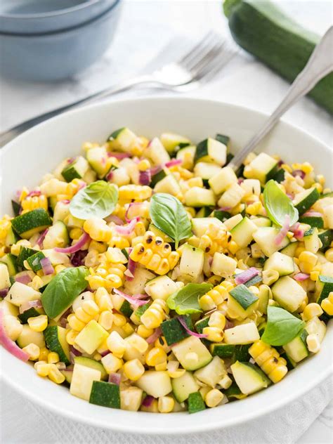 Zucchini Salad with Roasted Corn {Easy summer Side Dish!}