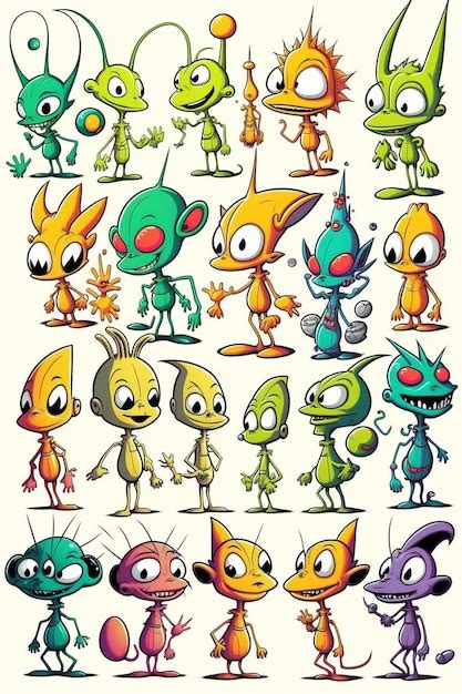 Premium AI Image | A cartoon of some alien characters including one ...