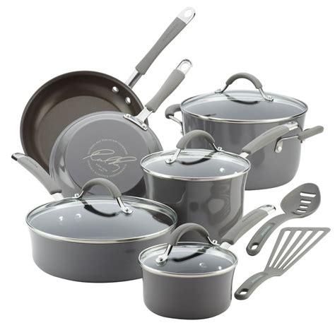 Rachael Ray 12-Piece Cucina Nonstick Pots and Pans Set/Cookware Set, Sea Salt Grey - Walmart.com ...