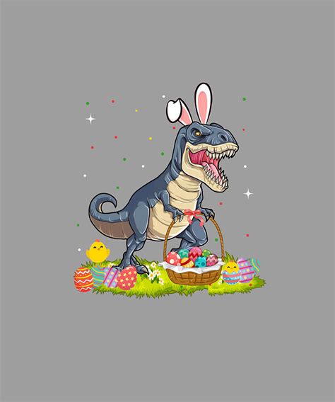 Easter T-rex With Easter Basket Eggs T-shirt Digital Art by Felix - Fine Art America