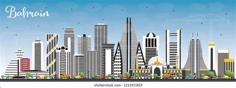 Bahrain City Skyline Gray Buildings Blue Stock Illustration 1211911819 ...