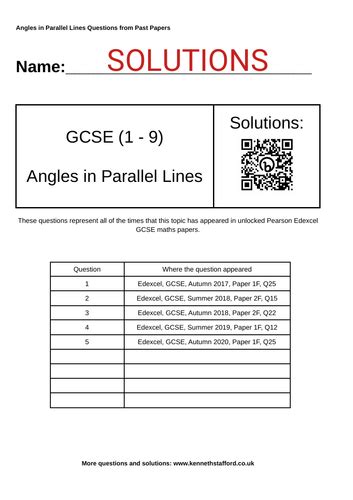 Angles in Parallel Lines. GCSE Maths Past Paper Questions. | Teaching Resources