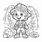 Premium Vector  Coloring Page Outline Of A Little Boy In Miner Helmet sketch template