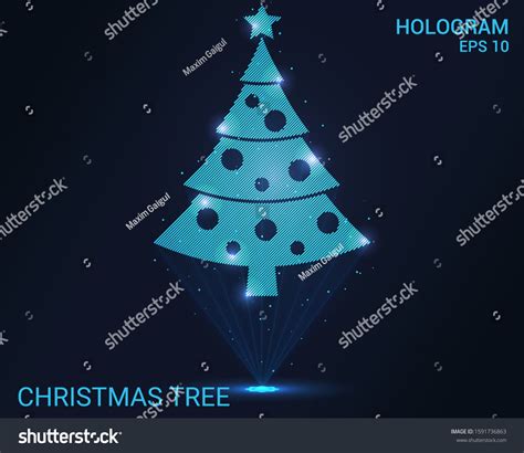 Hologram Christmas Tree Holographic Projection Christmas Stock Vector (Royalty Free) 1591736863