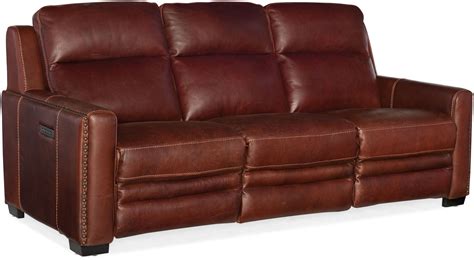 Aviator Chaldan Rust Leather Power Reclining Sofa With Power Headrest ...