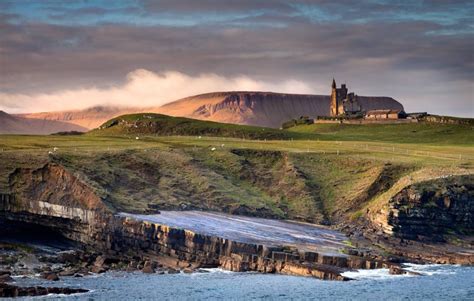 Mullaghmore, Co Sligo looking towards Classiebawn Castle with Benbulben ...