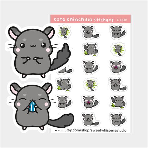 Cute chinchilla stickers chinchilla stickers animal | Etsy