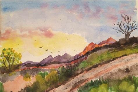 Watercolor - Desert Scene | Watercolor, Painting, Scene