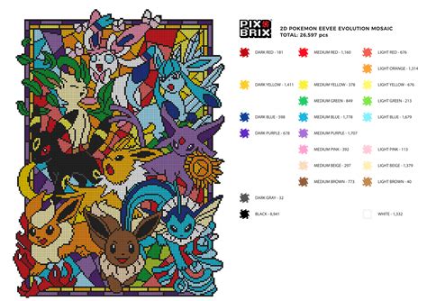 Eevee Evolution Pokemon Pixel Art Template High Resolution to build ...