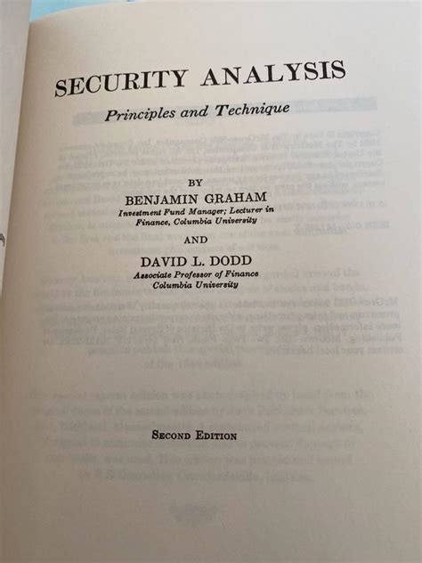 Security Analysis - 2nd Edition 1940, Hobbies & Toys, Books & Magazines, Fiction & Non-Fiction ...