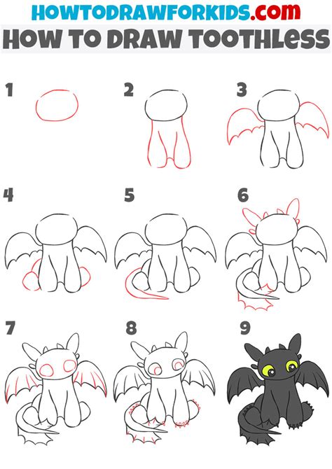 How to Draw Toothless - Easy Drawing Tutorial For Kids