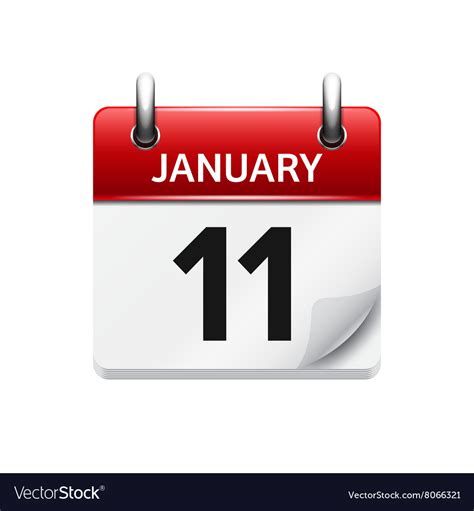 January 11 flat daily calendar icon date Vector Image