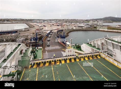 Irish ferries loading at the car ferry terminal at Holyhead in Anglesey, Wales,UK Stock Photo ...