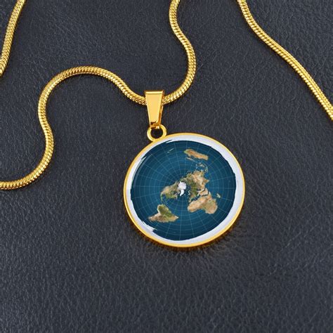 Necklace With Pendant Alexander Gleason Map of the Flat Earth, Antarctica Neuschwabenland ...