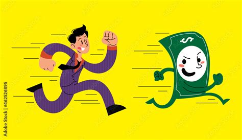 Businessman chasing money flat vector illustration Stock Vector | Adobe Stock