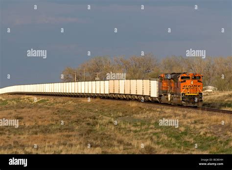 BNSF Railway freight train hauling coal cars near Ft Morgan Colorado USA Stock Photo - Alamy