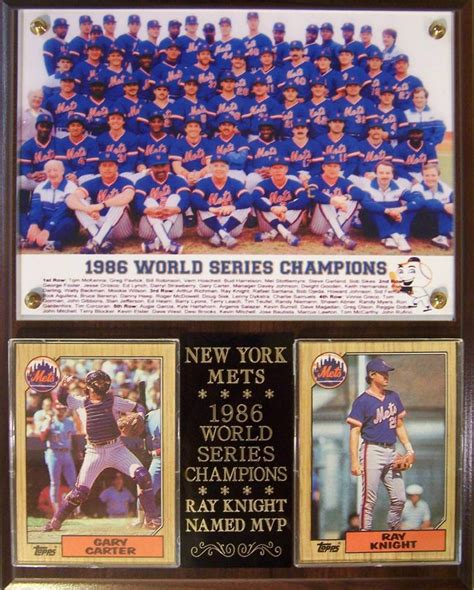 New York Mets 1986 World Series Champions Photo Card Plaque Gary Carter ...