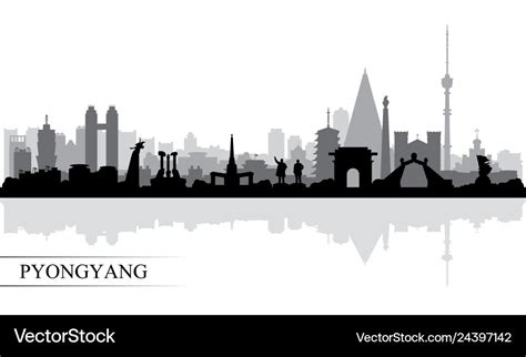 Pyongyang city skyline silhouette background Vector Image