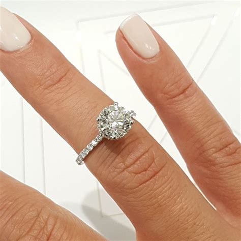 1.5 Carat D VS2 Round "Hidden Halo" Design Diamond Engagement Ring - 1 ...