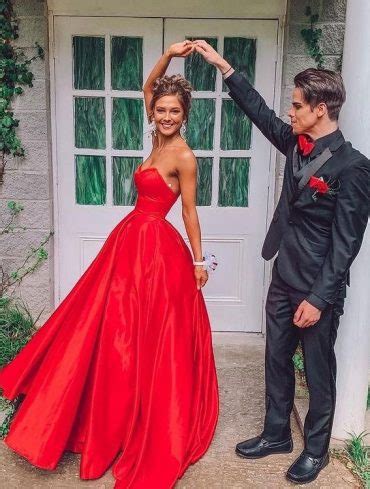 12 Red Prom Dresses For The Wow Look : Strapless Simple Red Prom Dress I Take You | Wedding ...