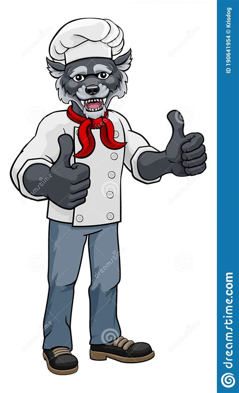 Wolf Chef Cartoon Restaurant Mascot Sign Vector Illustration | CartoonDealer.com #166496154