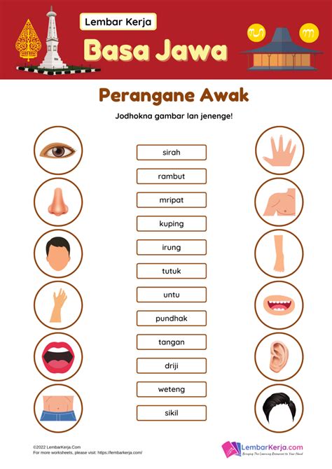 Basa Jawa: Perangane Awak (1) - LembarKerja.Com