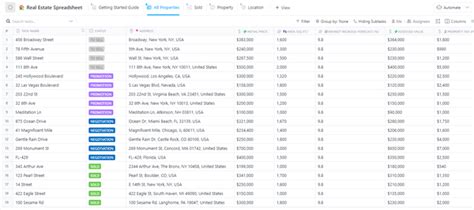 Real Estate Spreadsheet | Template by ClickUp™