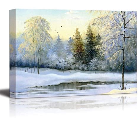 Canvas Prints Wall Art - Beautiful Winter Landscape, Canvas, Oil - 24" x 36" - Walmart.com ...