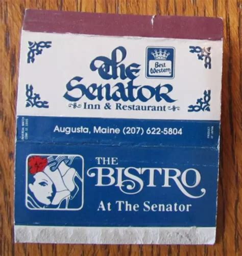 MATCHBOX COVER: SENATOR Inn & Restaurant Augusta, Maine Empty Matchcover -C15 $5.98 - PicClick