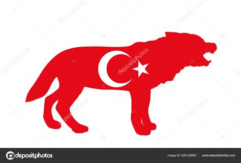 Bandera Turquía Sobre Lobo Animal Vector Silueta Ilustración Aislada ...