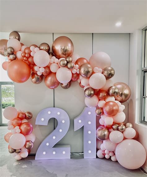 21st Birthday - Rose Gold & Pale Pink | 21st party decorations, 21st birthday decorations, 21st ...