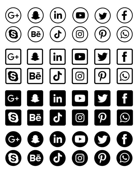 Black and white social media icons collection 2943073 Vector Art at Vecteezy