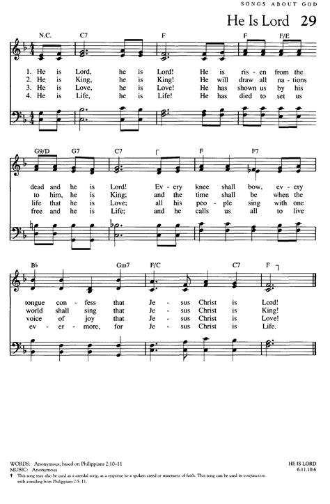 He is Lord [high resolution (1880×2875) from hymnary.org] | Worship songs lyrics, Praise songs ...