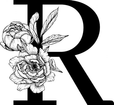 Premium Vector | Letter r, floral alphabet