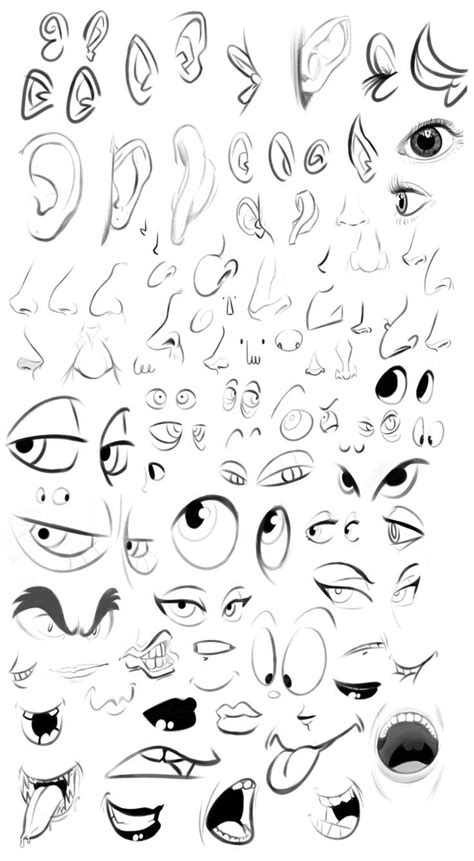 an assortment of cartoon eyes and mouths