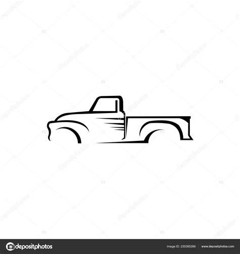 Pickup Truck Vector Agriculture Collection Thin Line Pickup Truck Outline Stock Vector Image by ...