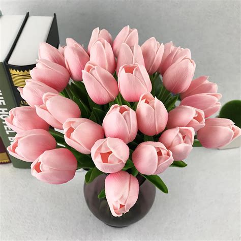 10pcs/lot Tulip Artificial Flower Cute plastic bouquet Real touch flowers For Home Wedding ...