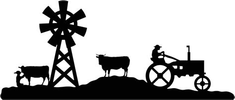 Cattle Farm Scene Silhouette - Livestock Cattle