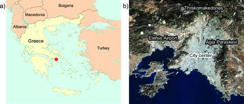 (a) Map of Greece. The red dot marks the location of the city of ...