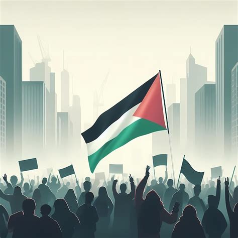 Premium AI Image | People protesting in city with Palestine flag ...