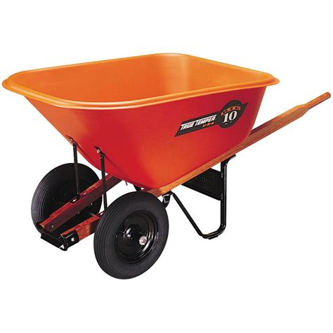 Ames Jackson 10cf Contractor Orange Wheelbarrow Dual Wheel - Lawn ...