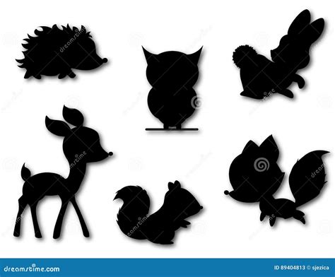 Set of Cute Animals Silhouette Vector Stock Vector - Illustration of ...