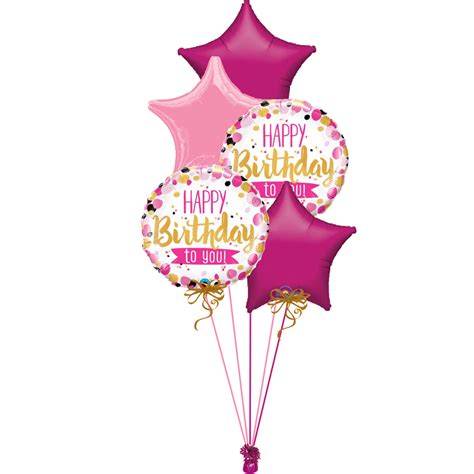 Pink & Gold Happy Birthday To You Bunch | Magic Balloons